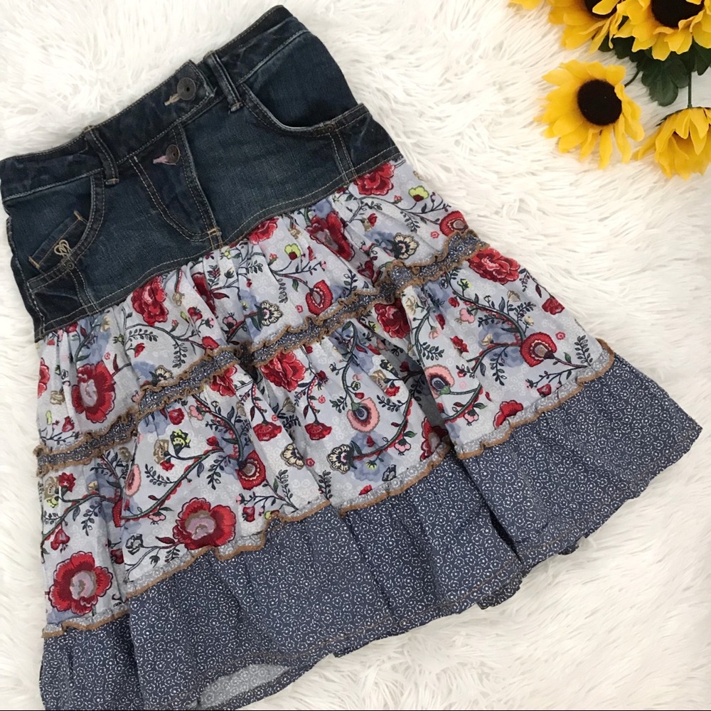 🌈 Mexx Girl Floral Flare Denim Skirt 🌈